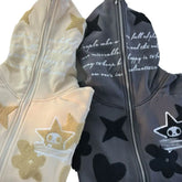 Harajuku Y2g Street Sweatshirt Hiphop Towel Embroidery Cardigan Hoodie - pluto essentials 