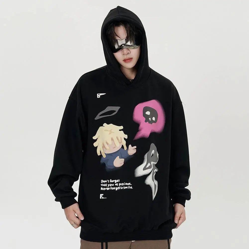 Fashion Cartoon Printed Hoodie Men - pluto essentials 