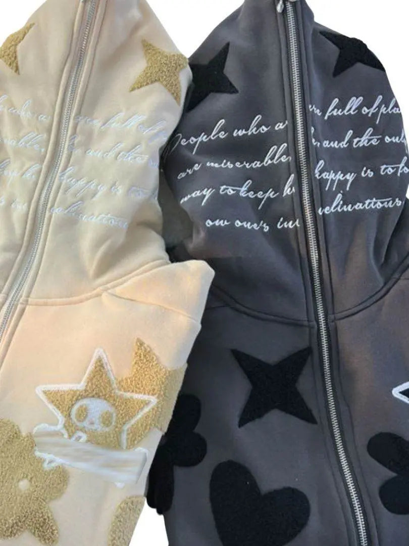 Harajuku Y2g Street Sweatshirt Hiphop Towel Embroidery Cardigan Hoodie - pluto essentials 