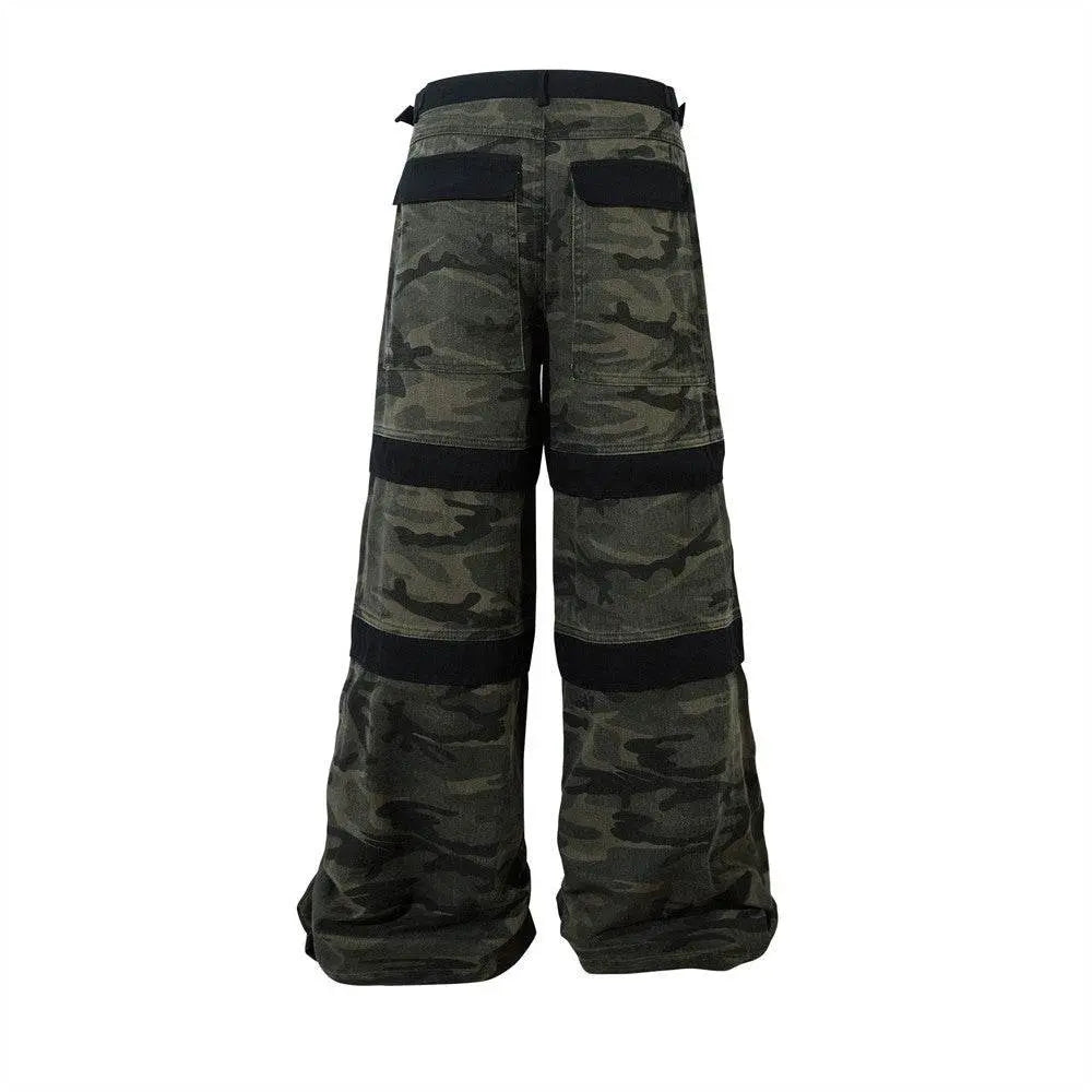 Heavy Industry Camouflage Workwear Men Trousers Stitching - pluto essentials 