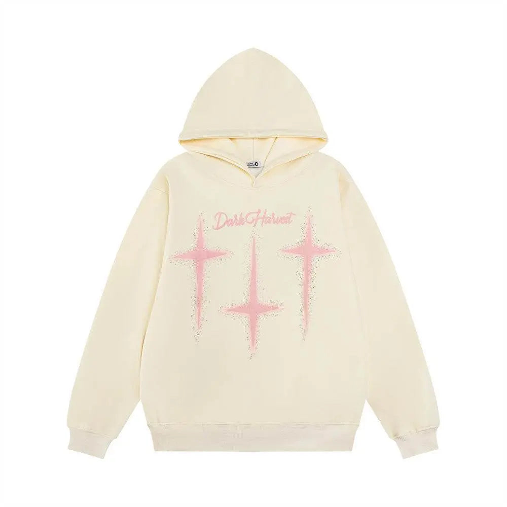 Printed Rhinestones Hooded Sweater For Men - pluto essentials 